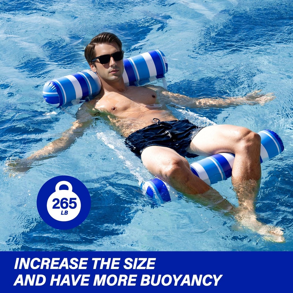 Pool Floats 2 Pack Pool Floats, Inflatable Pool Hammock Float, 4in1 Pool Ham...