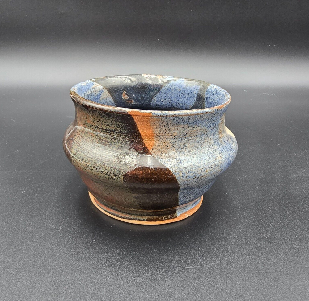 Mark Cherrey Studio Pottery Planter Pot Handmade Stoneware 3" Signed