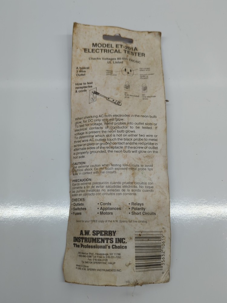 Sperry Instruments Electrical Tester model ET-201A