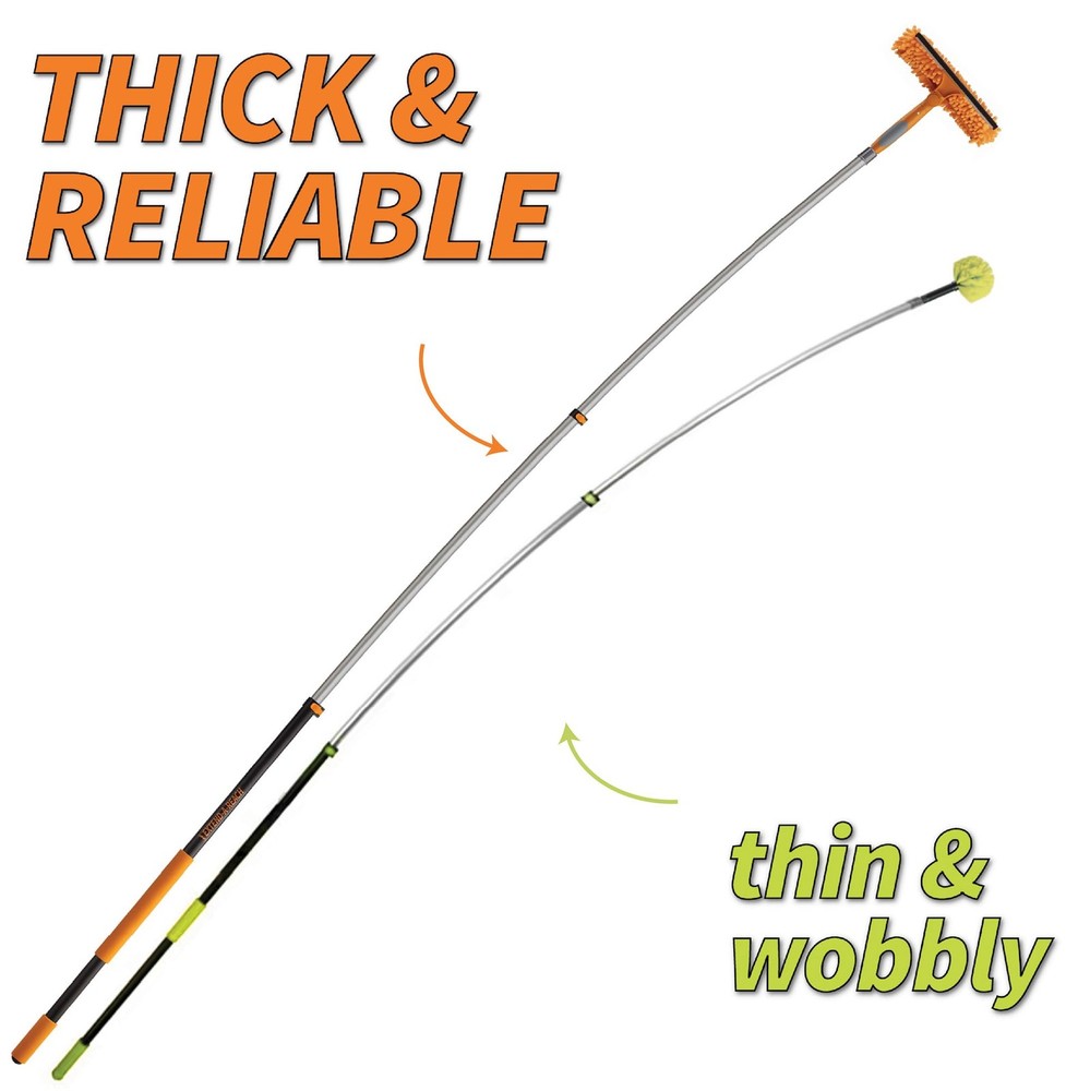 20ft Extendable Window Cleaning Squeegee Microfiber Pole Scrubber
