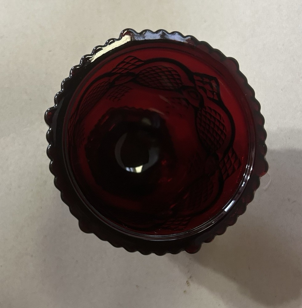 Vintage Avon 1876 Cape Cod Collection Ruby Red Cranberry Glass SUGAR BOWL
