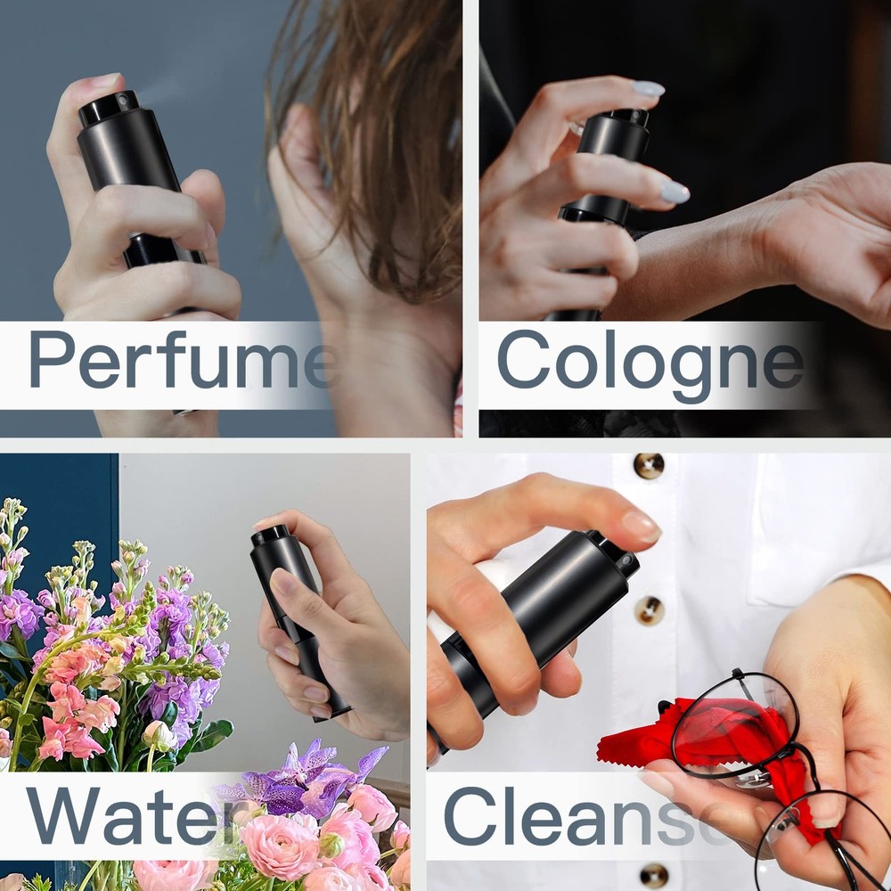 20ml Mini Travel Perfume Atomizer Refillable Spray Bottle Black 4Pack