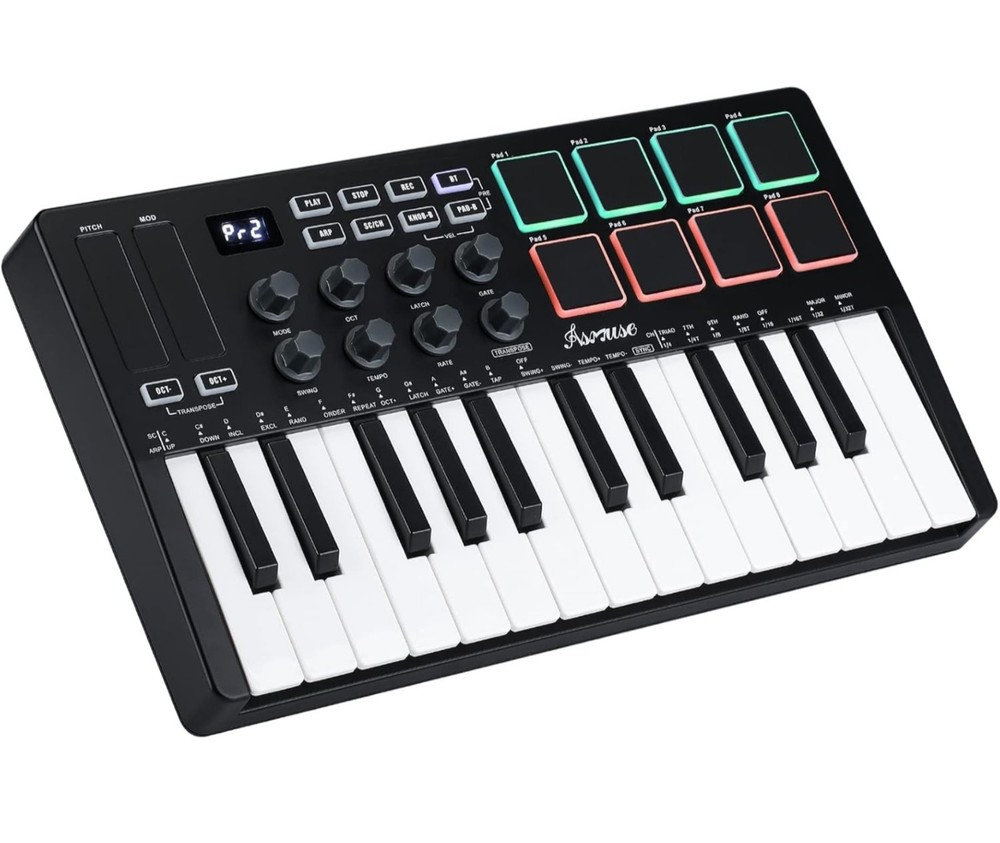 Asmuse Wireless MIDI keyboard, 25 Keys USB MIDI Controller Keyboard with...