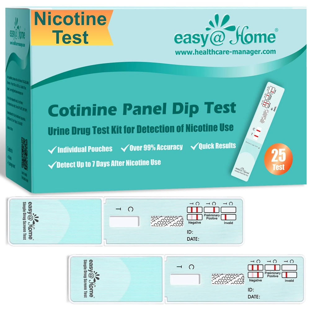 Nicotine Urine Test Strips Kit, Sesitive Rapid Testing Detection 25 Pack