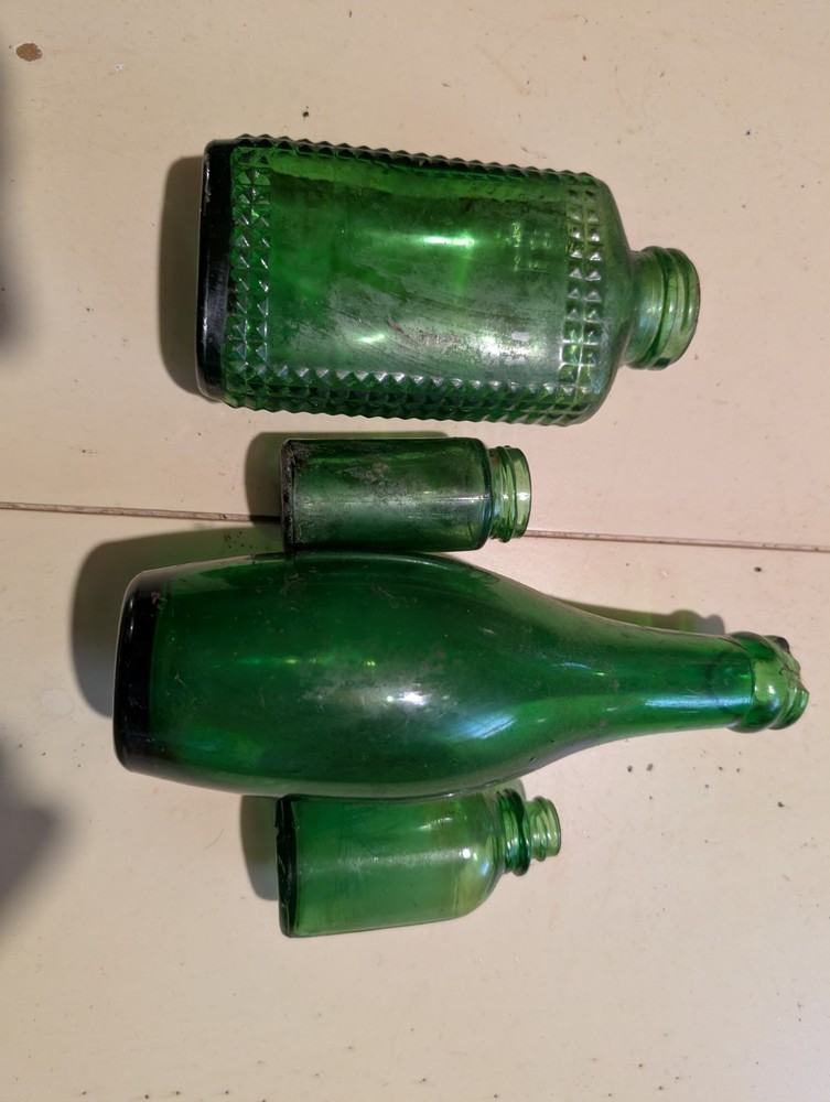 Vintage Emerald Green Bottles