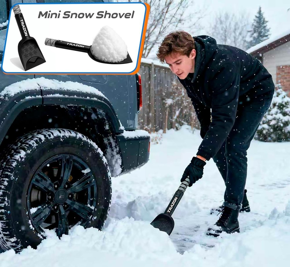 Lightweight Extendable Snow Tool - 42.4” Brush & Scraper for Winter Driving