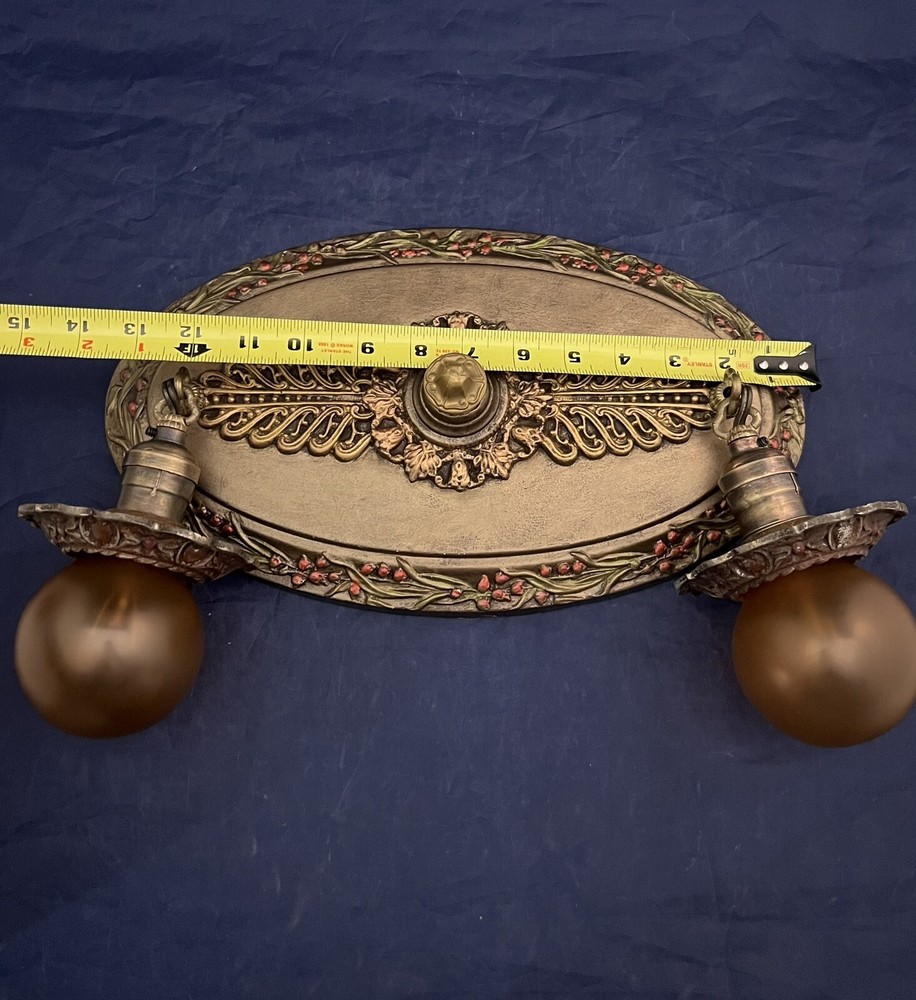 Single Antique Rare Flush Mount Two Socket Fixture Wired Beautiful 3H
