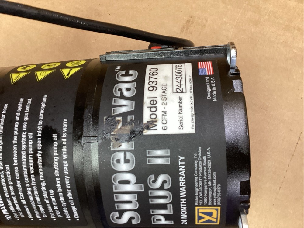 Yellow jacket Super Evac Plus II Vacuum pump model 93760