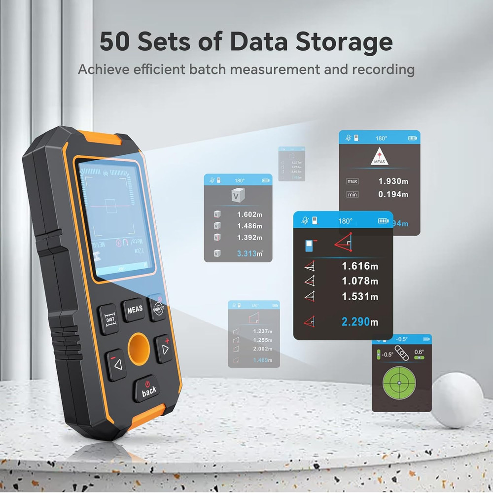 4-in-1 Stud Finder with Laser Measure & Smart Sensor LCD Display
