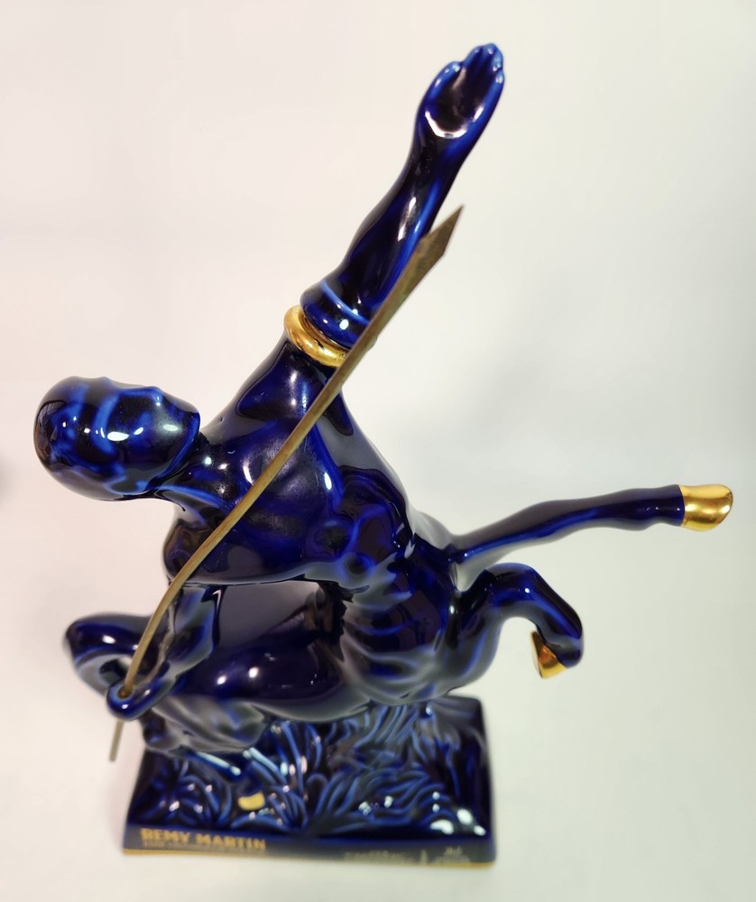 Remy Martin Blue Centaur Ceramic Decanter Empty Vintage Cognac Bottle