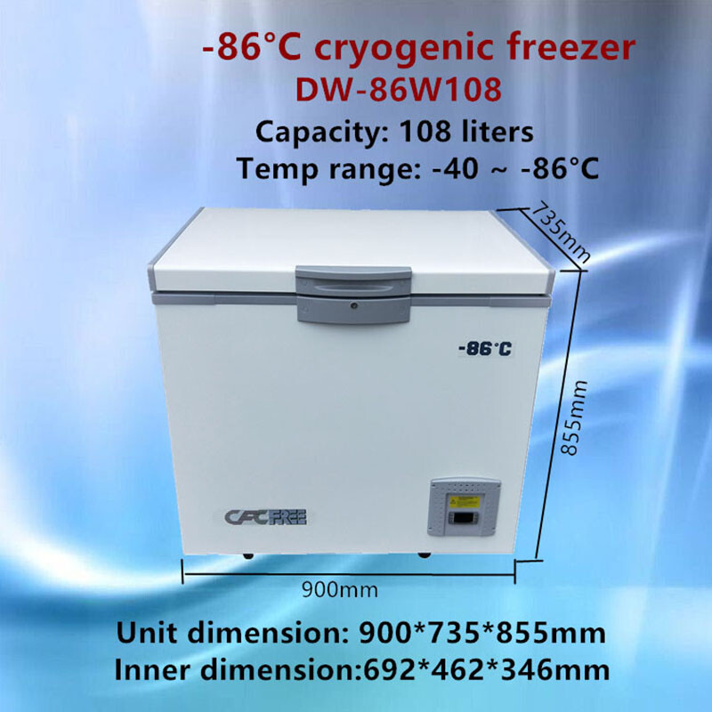-86℃ Horizontal Ultra Low Temperature Deep Lab Freezer Samples Storage 3.8Cu ft