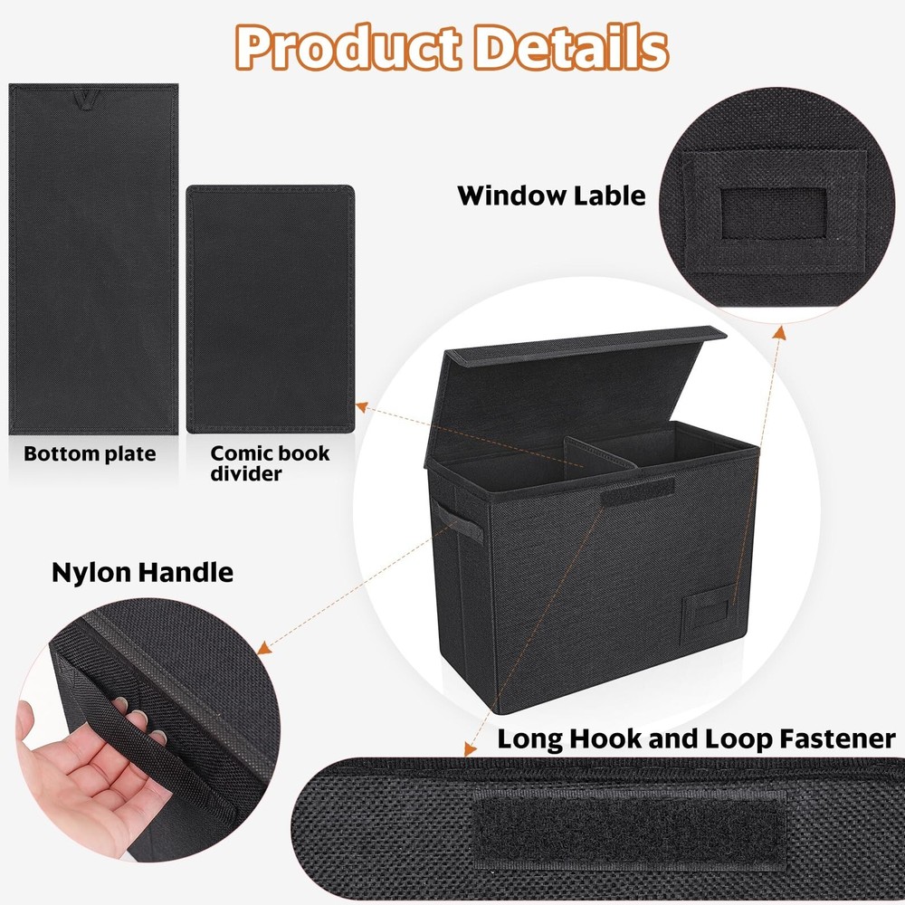 2-Pack Comic Book Organizer, Collapsible Comic Book Case with Dividers and Ca...