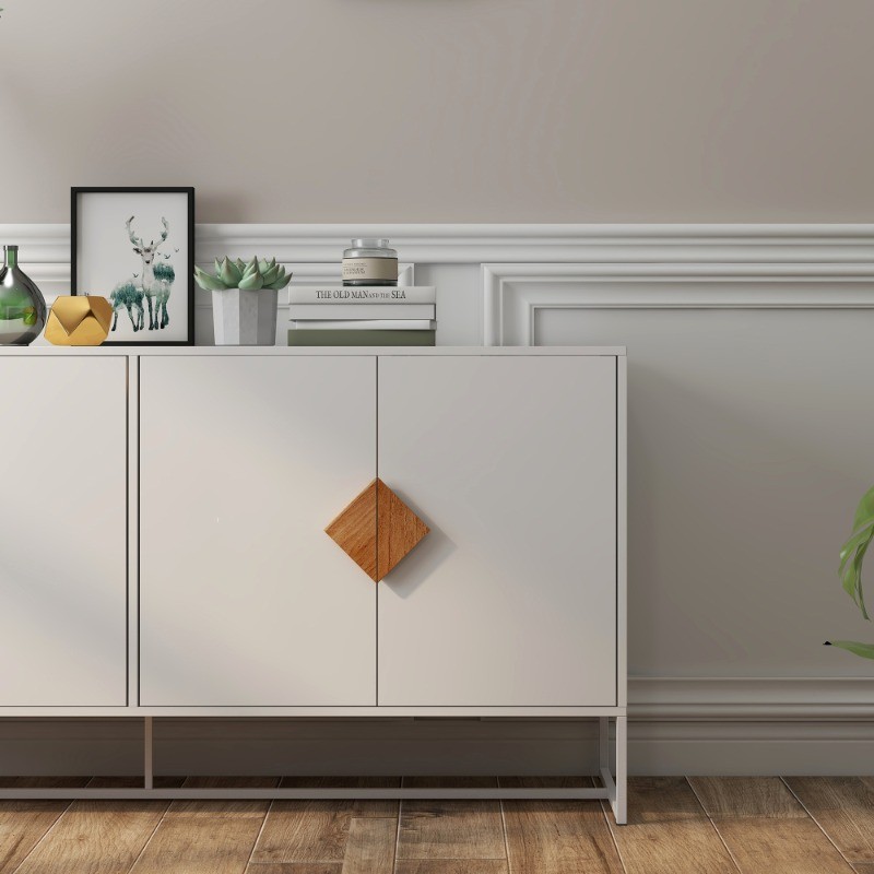 Solid wood special square handle design with 4 doors and double storage sideboar
