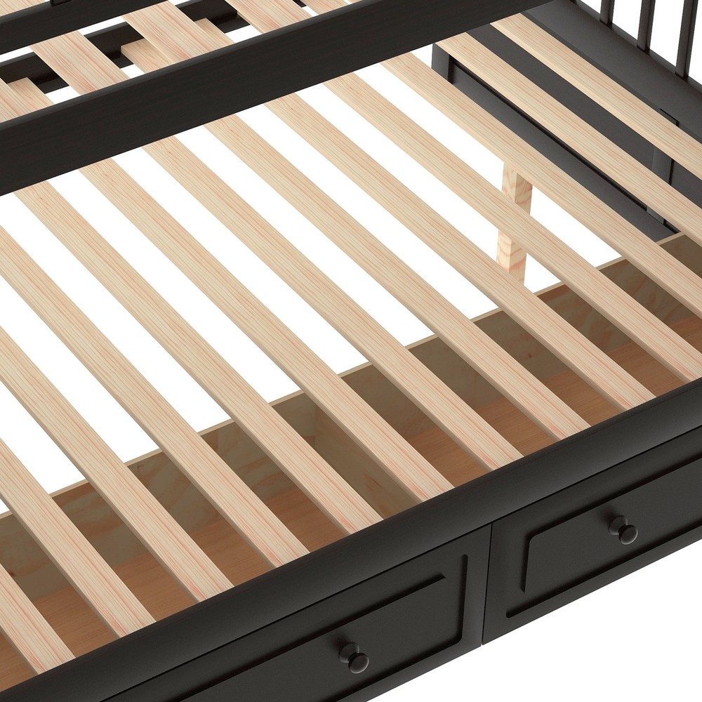 Full over Full Bunk Bed with Drawers, Convertible Beds, Espresso