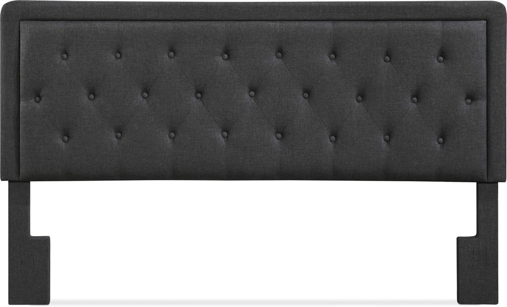 Charcoal Grey King Size Tufted Headboard with Adjustable Height and Soft Fabric