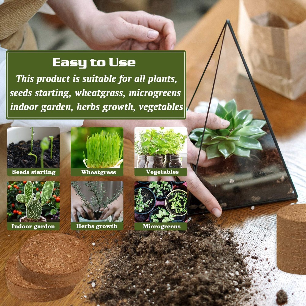50pcs(30mm) Compressed Coco Coir Fiber Potting Soil- Coir Medium