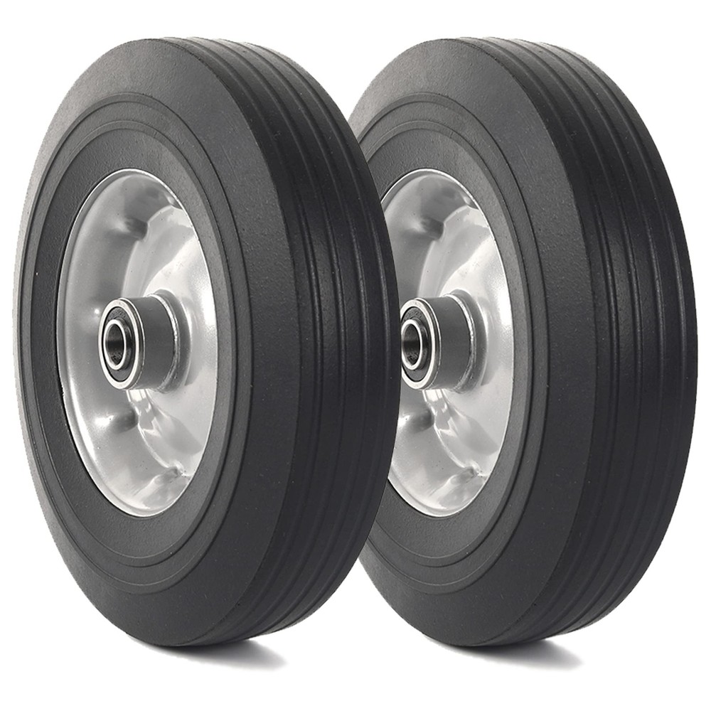 AR-PRO (2-Pack) 10" x 2.5" Flat Free Solid Rubber Replacement 10"x2.5, Black