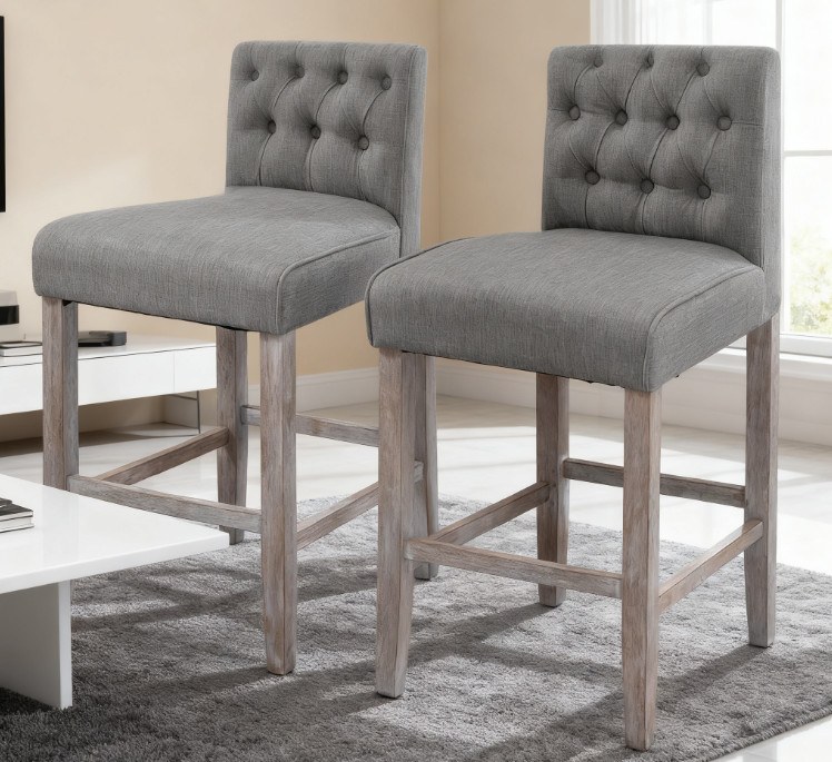 Counter Height Bar Stools, Tufted Wingback Armless Upholstered Dining Chair