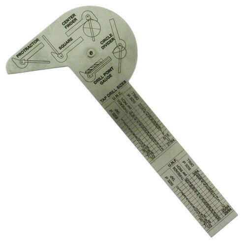 Multi Purpose Protractor Square Rule Center Finder Divider Drill Point Gauge