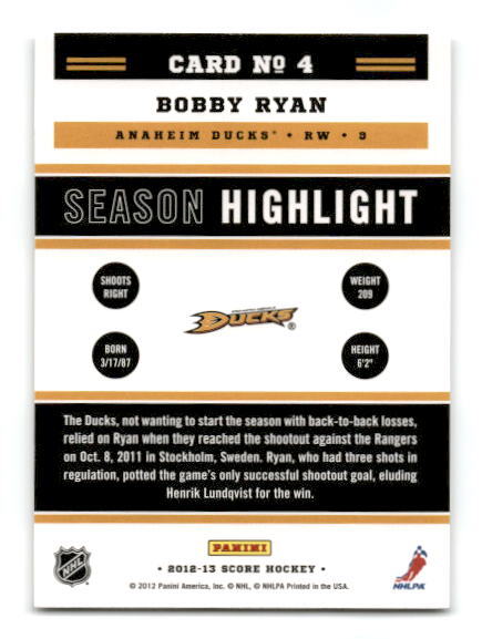 2012-13 Score Hockey - - - Pick A Card - - - Complete a Set