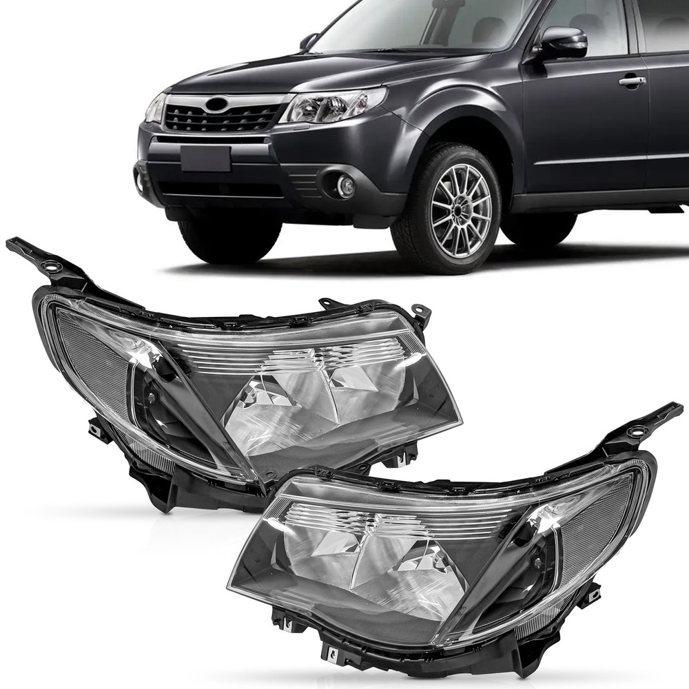 Left & Right Headlight Assembly For 2009-2013 Subaru Forester Halogen Black