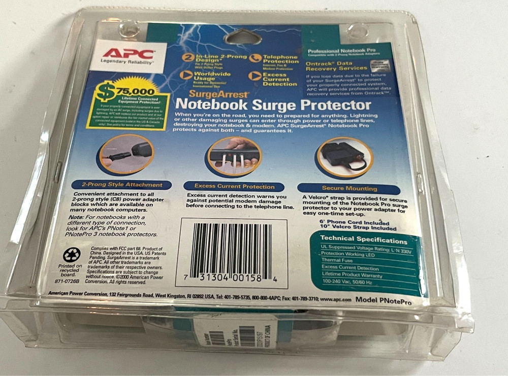 APC Surge Arrest Model PnotePro Notebook Surge Protector BRAND NEW