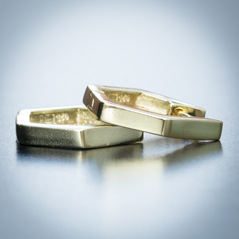 Medium Size 14K Gold Plated 925 Sterling Silver Solid Hoops Mens Hoop Earrings