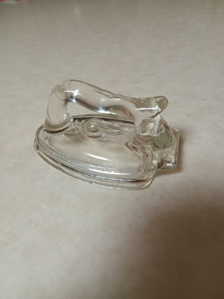 Vintage Glass Sad Iron Candy Container