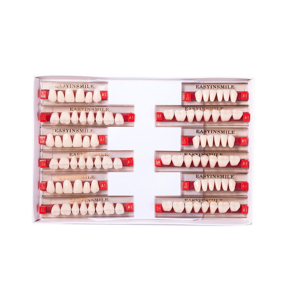 A1 Dental Acrylic Resin False Teeth Upper Lower Full Set 3Sets*28Pcs DIY Denture