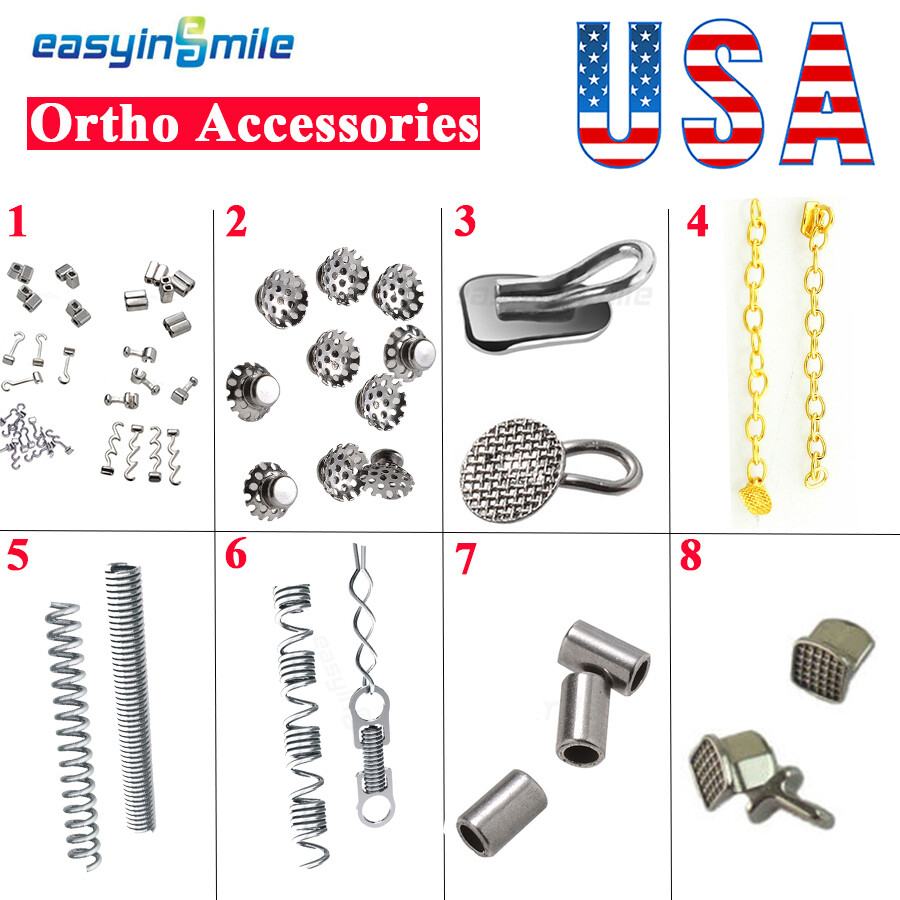 Dental Orthodontic Lingual Button Crimpable Mesh Base Hook Bondable Button Chain