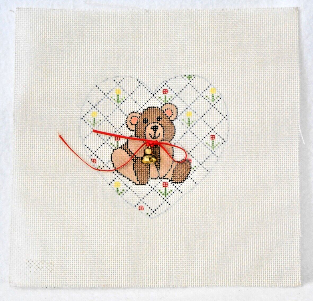 STITCH PAINTED NEEDLEPOINT CANVASES - EASTER EGG RABBIT AND TEDDY HEART - NEW