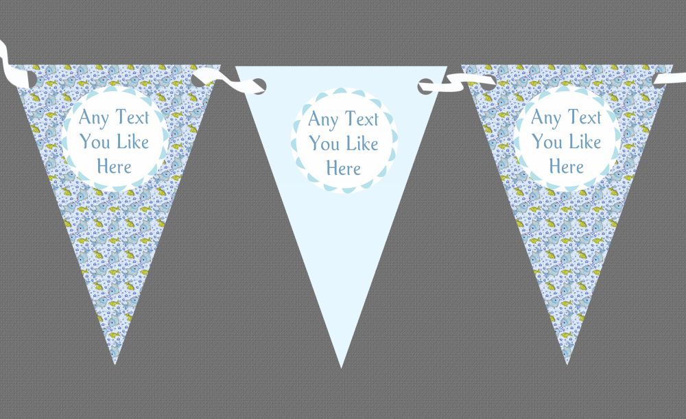 Blue Fish Personalised Christening Baptism Bunting