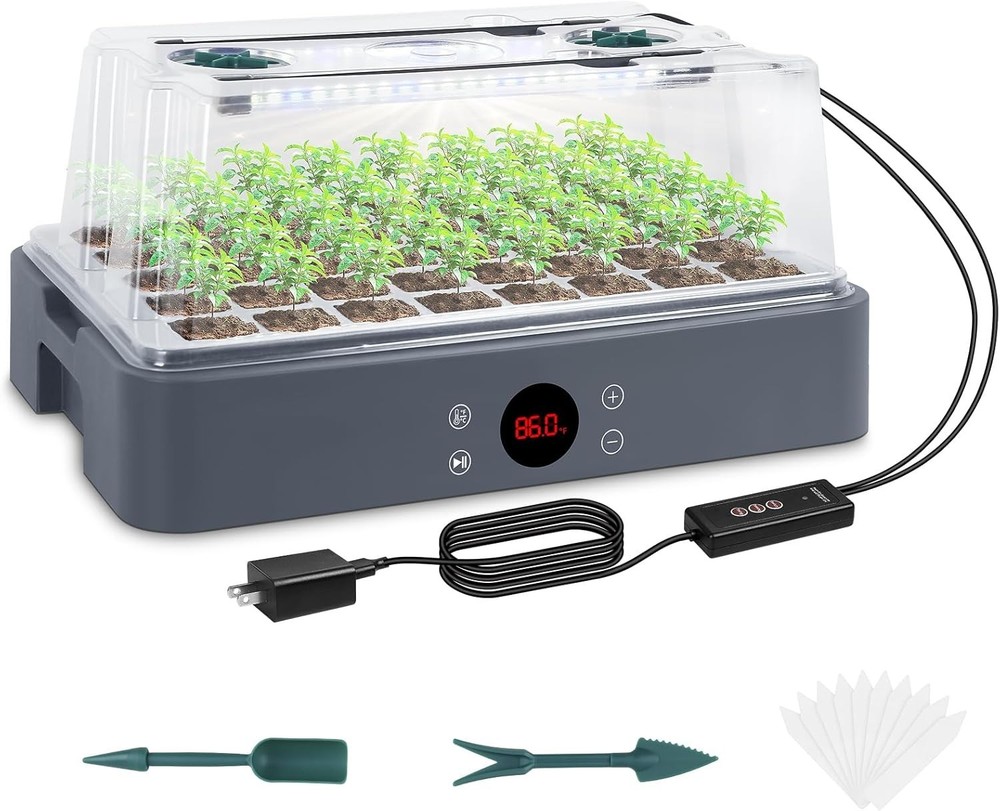 Seed Starter Kit with Adjustable Grow Light & Humidity Dome, 40 Cells