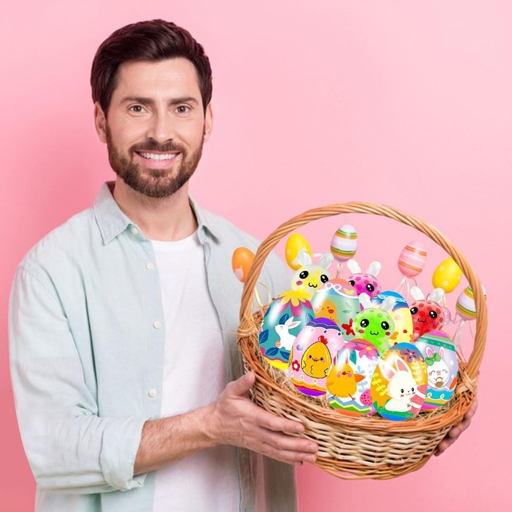 24 Pack Prefilled Easter Eggs with Squeeze Toys Colorful Easter Eggs with Variet