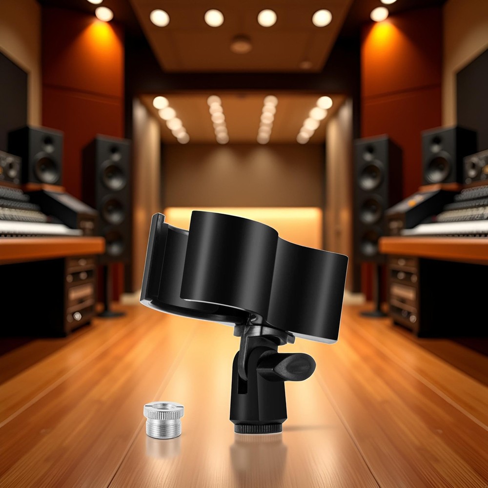 Black Adjustable Microphone Holder Clip, Plastic Spring Mic