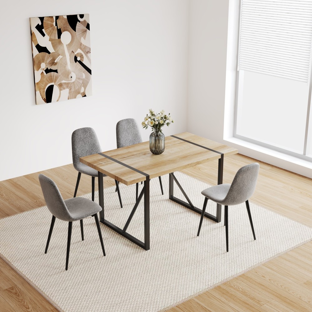 55" Dining Table modern rustic Industrial Rectangular MDF Wood Colour For 4-6