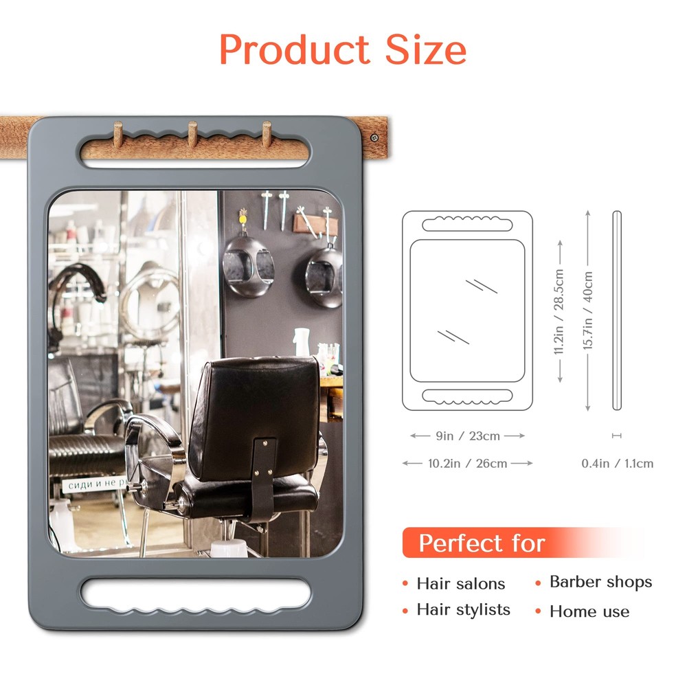 Unbreakable Hand Mirror with Double Handle- Large Handheld Barber Mirror for ...