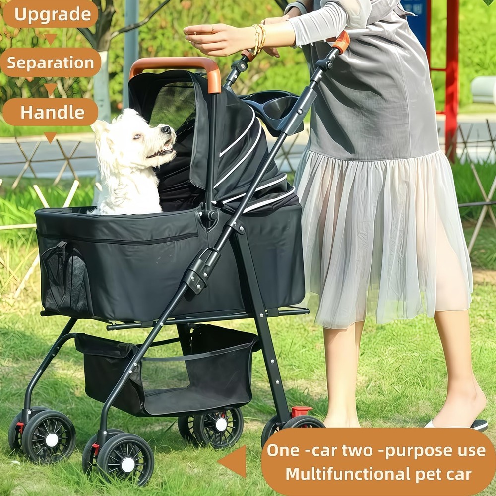 Pet Stroller for Medium Small Dogs/Cats - 4 Wheels Foldable Dog Stroller with...