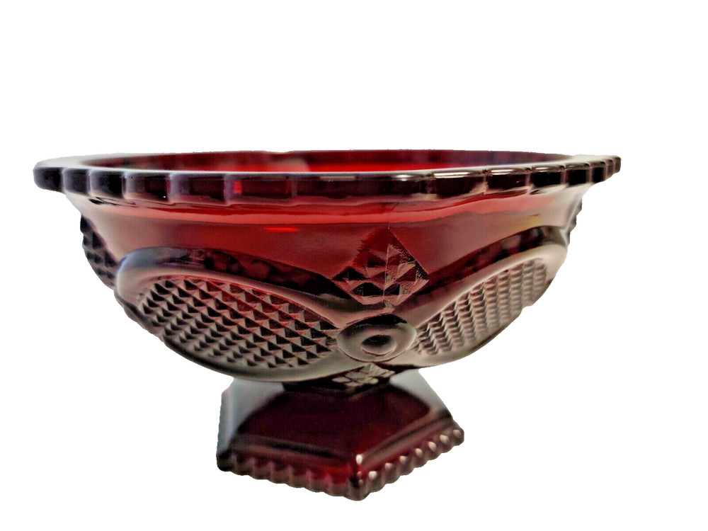 Avon Ruby Cape Cod Glassware 1876 Open Footed Candy Dish 6 1/8"