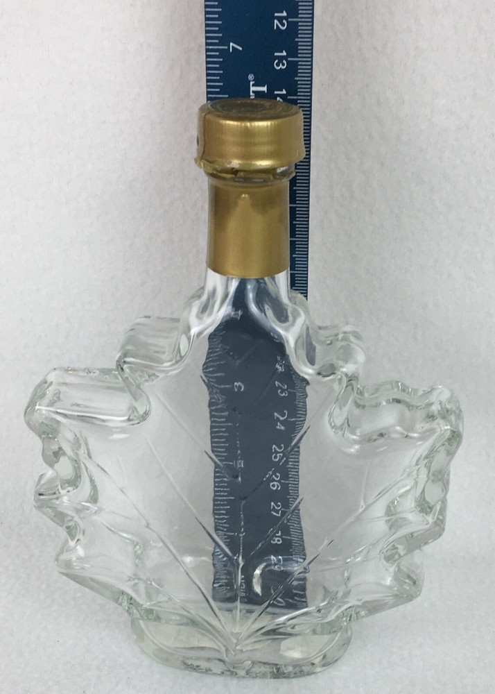 Maple Leaf Shaped Syrup Bottle - Embossed - Glass - 8 oz VGC