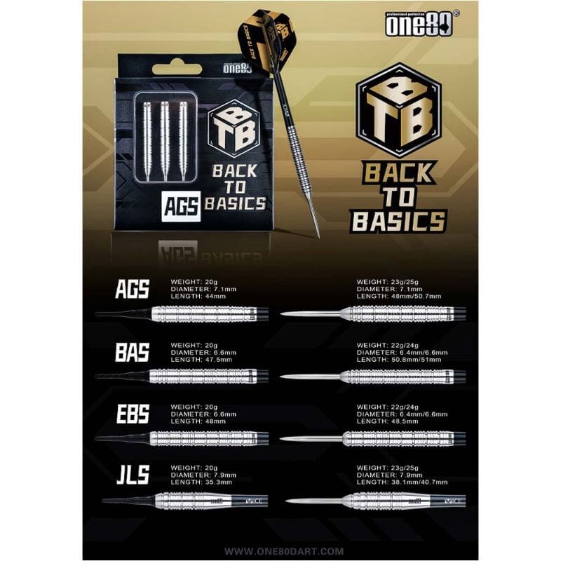 ONE80 Back to Basic AGS 2BA 20g Dart Barrels