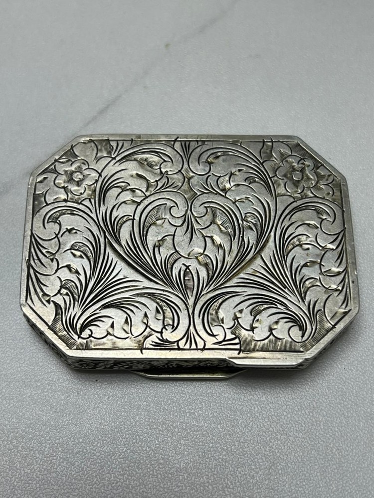 Antique 800 Silver Powder Box Enamel