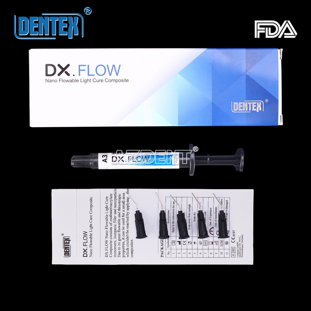 Dental Flowable Medium Flow A3 Light Cure Composite DENTEX DX.FLOW+5tips