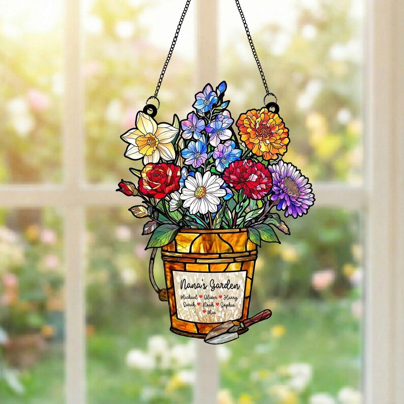 Custom Birth Flower Personalized Acrylic Suncatcher Gift