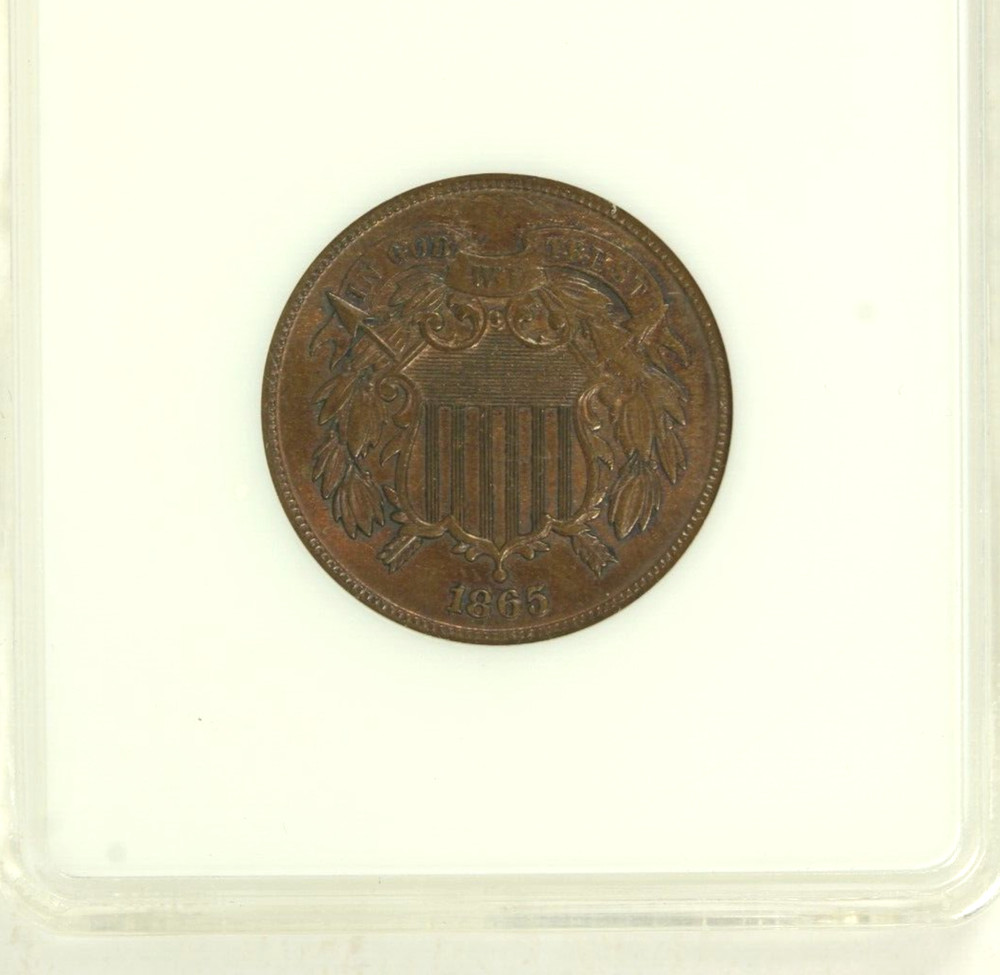 1865 Two Cent Piece : ANACS MS62RB