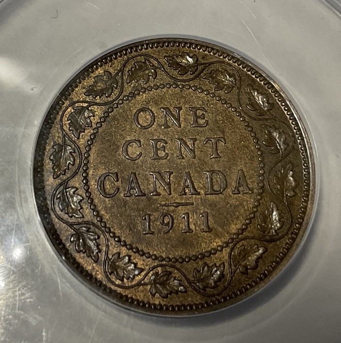 1911 CANADA CENT ANACS CERTIFIED MS62 BN