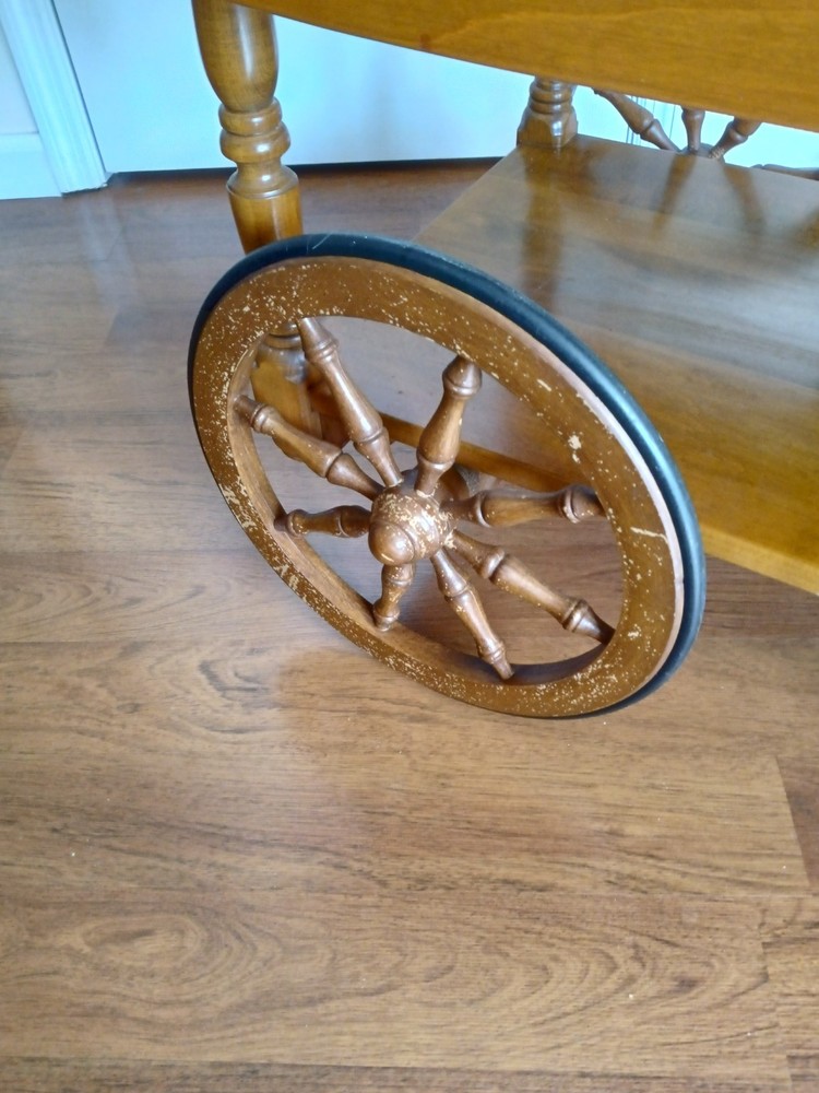 1970's Ethan Allen Early American Solid Maple Drop-Leaf Tea Cart