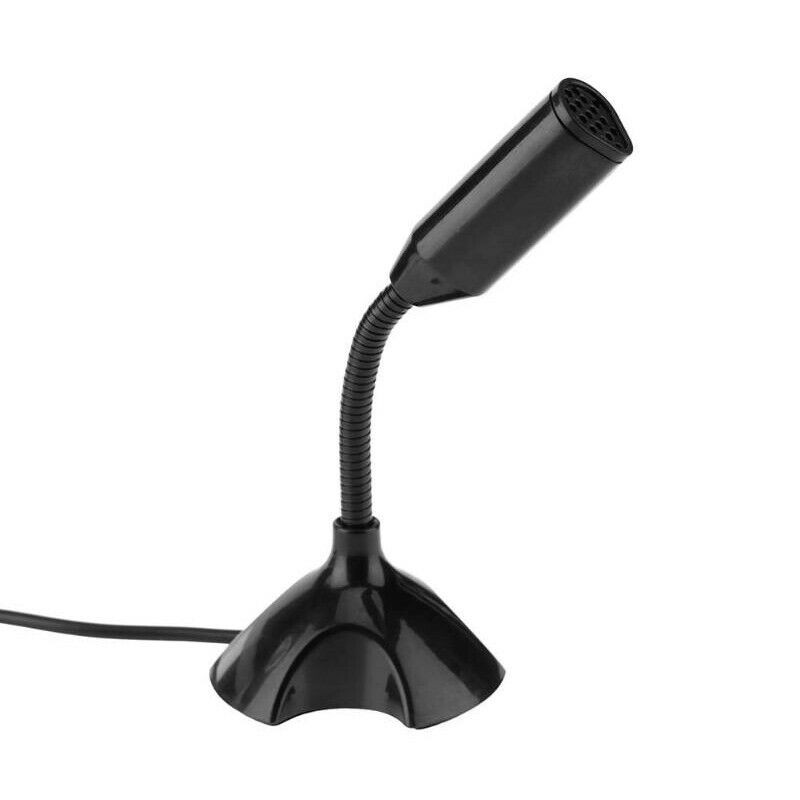 Black USB Mini Desktop Speech Microphone Stand for PC Laptop Computer Notebook D