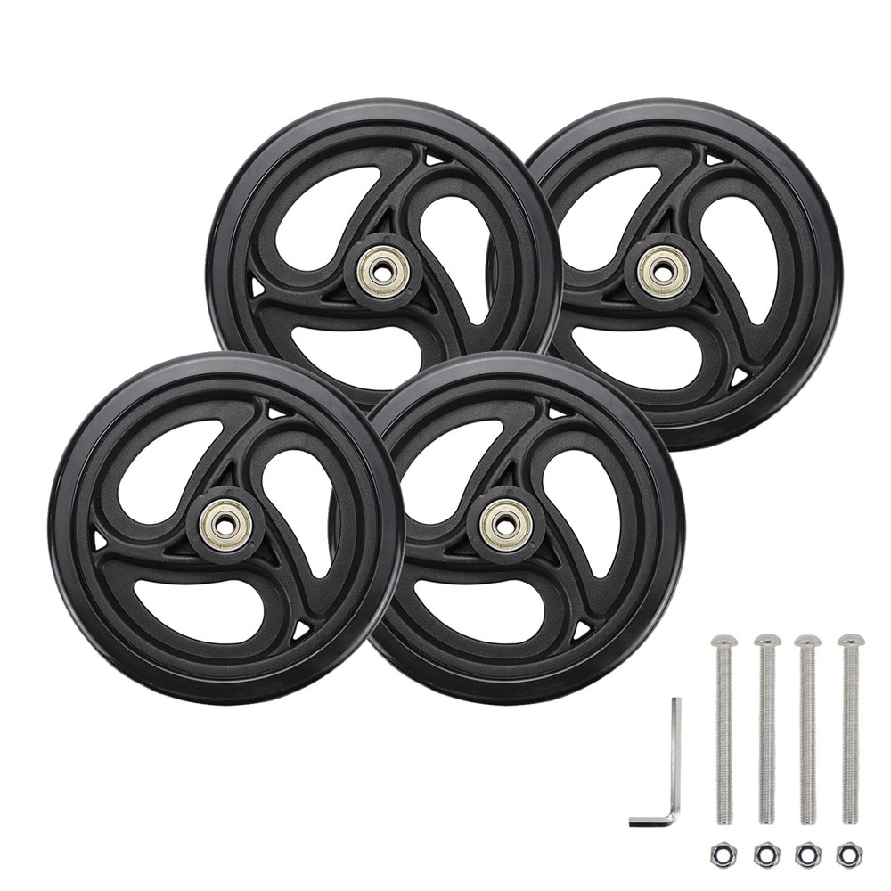Wealrit Black Solid Walker Wheels Replacement - 6 Inch Drive Rollator Wheels ...