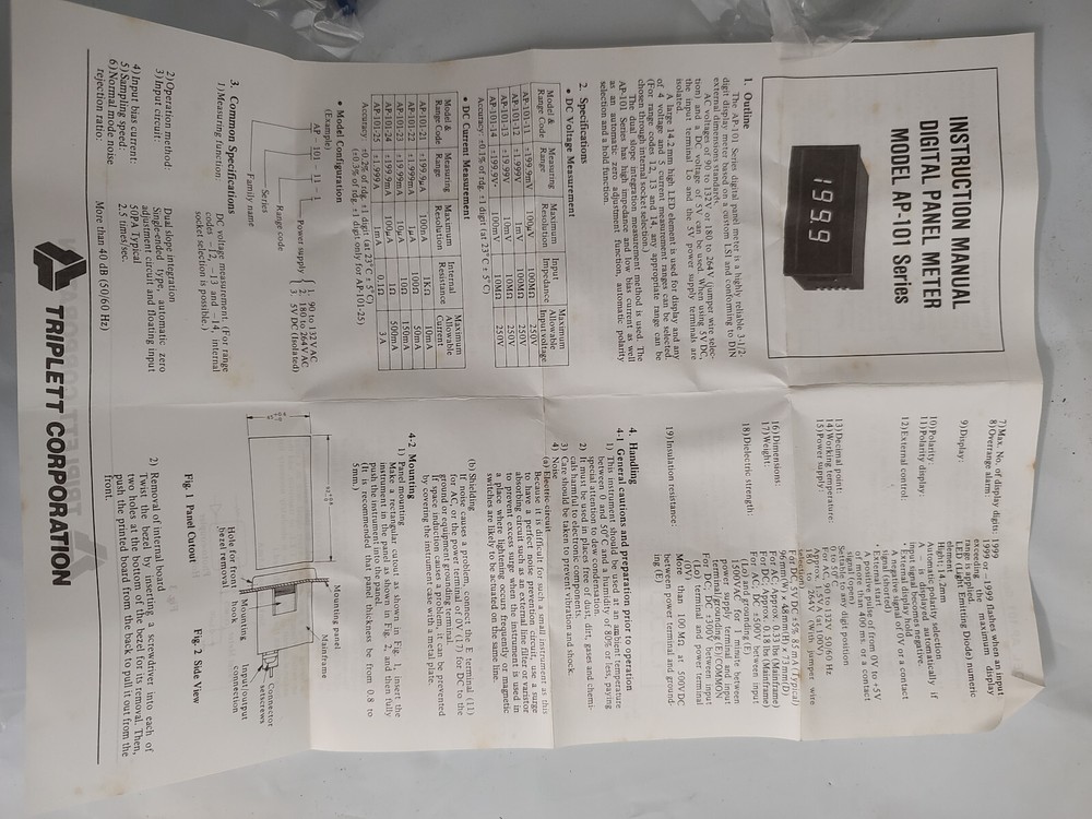 Digital Panel Meters AP-101 by Triplett